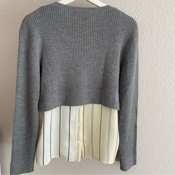 3.1 Phillip Lim Knit Long-Sleeve Pullover With Combo Shirt, Size S - Picture 2 of 12